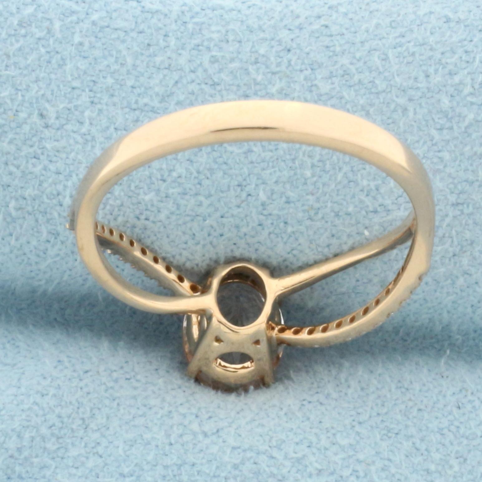 Morganite And Diamond Ring In 14k Rose Gold