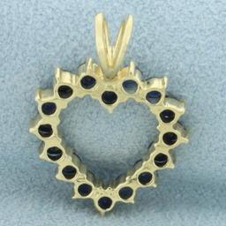 Sapphire Heart Pendant In 14k Yellow Gold