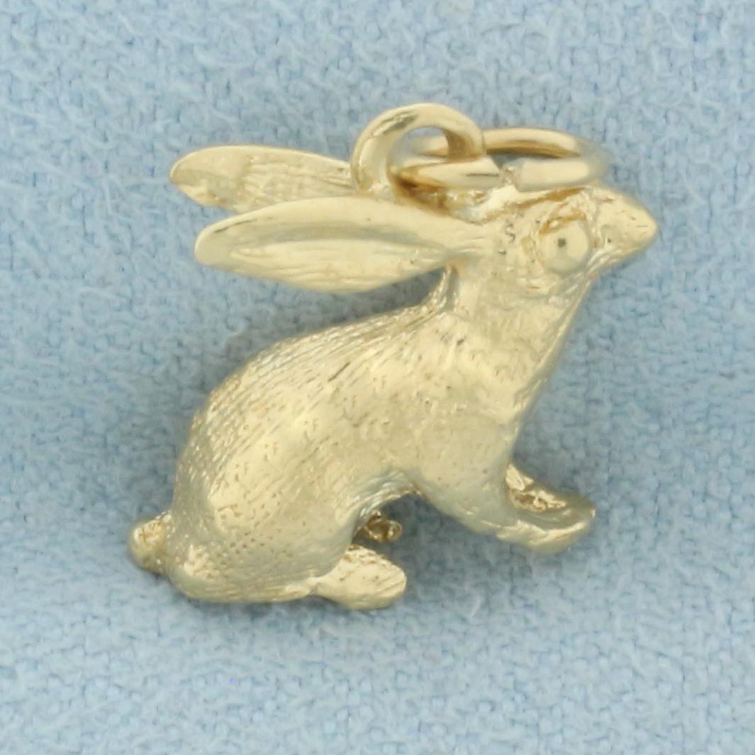3d Rabbit Zodiac Charm In 14k Yellow Gold
