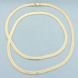 24 Inch Herringbone Chain Necklace In 14k Yellow Gold