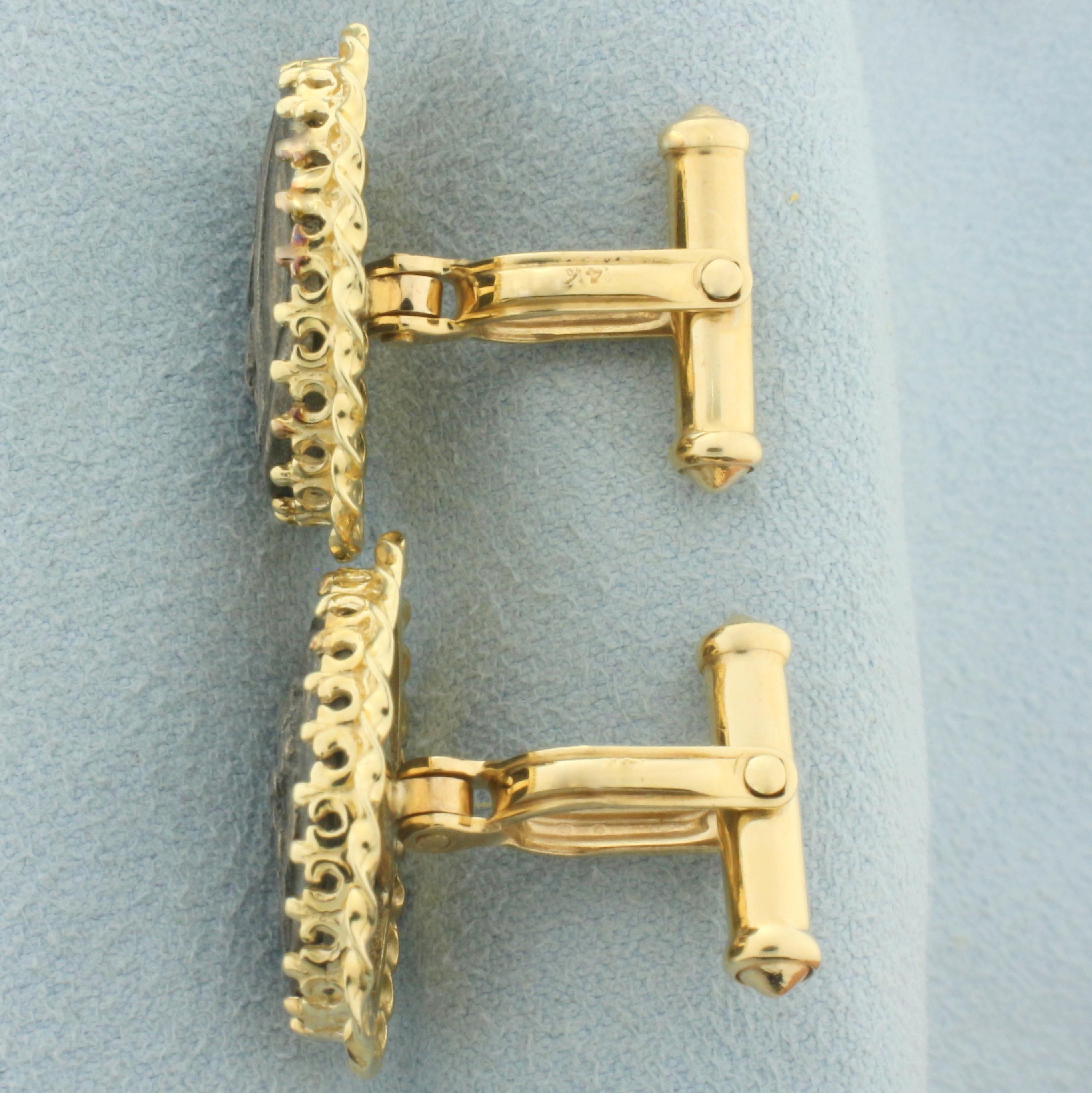 Guardian Angel Cufflinks In 14k Yellow Gold