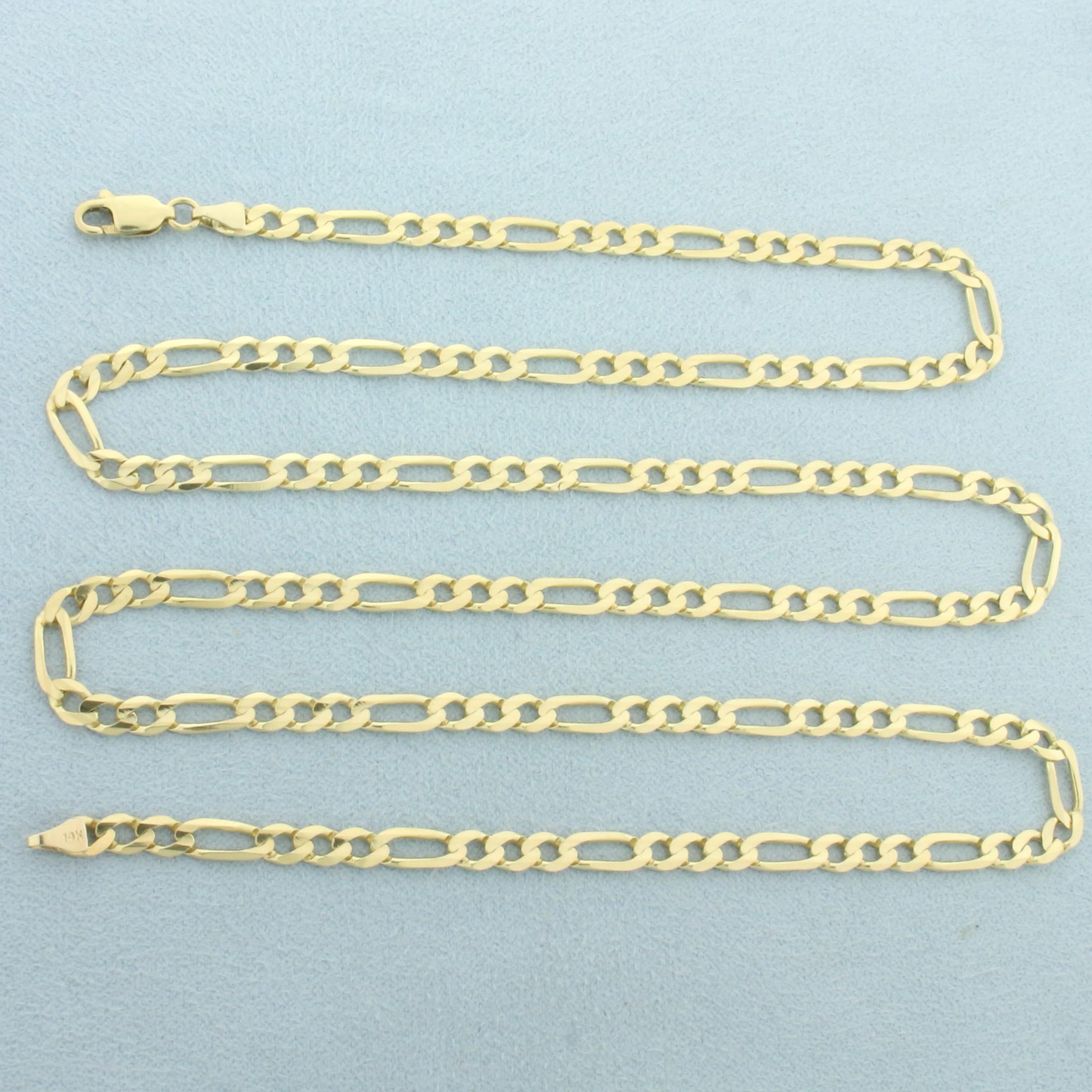 25 Inch Figaro Link Chain Necklace In 14k Yellow Gold