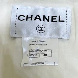 Chanel 12c Double Breasted White Lambskin Belted Leather Biker Jacket 40