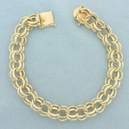 Double Link Charm Bracelet In 14k Yellow Gold