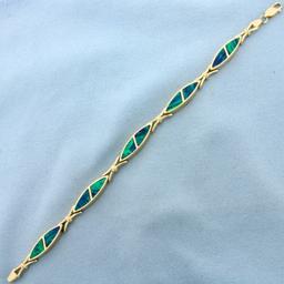 Black Opal Inlay Bracelet In 14k Yellow Gold