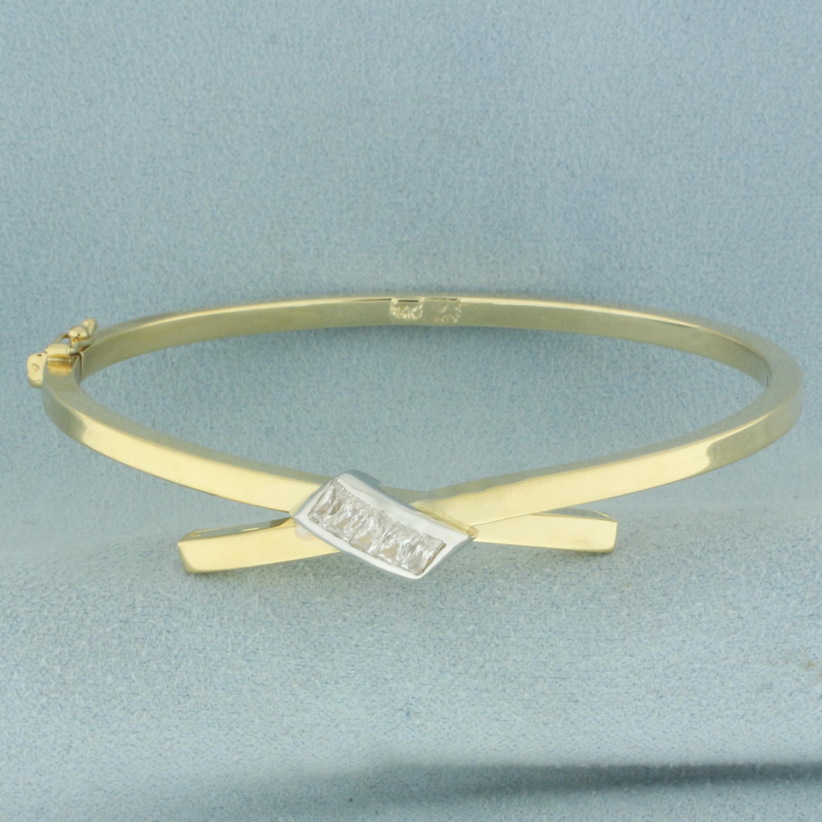 Criss Cross Hinged Bangle Bracelet In 14k Yellow Gold