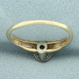 Vintage Diamond Solitaire Engagement Ring In 14k Yellow Gold