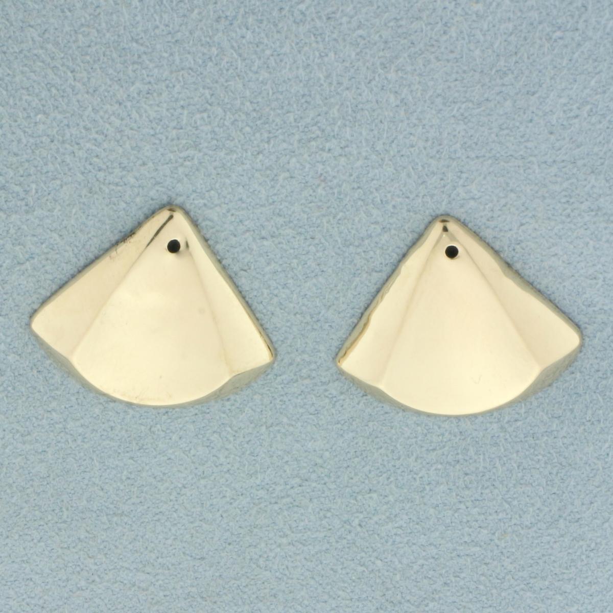 Beveled Fan Design High Polish Earring Enhancer Jackets In 14k Yellow Gold