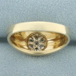 Men's Diamond Target Design Ring In 14k Yellow Gold