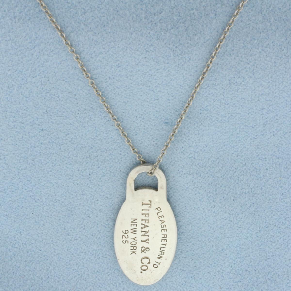 Tiffany And Co. Oval Return To Tiffany Dog Tag Necklace In Sterling Silver