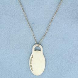 Tiffany And Co. Oval Return To Tiffany Dog Tag Necklace In Sterling Silver