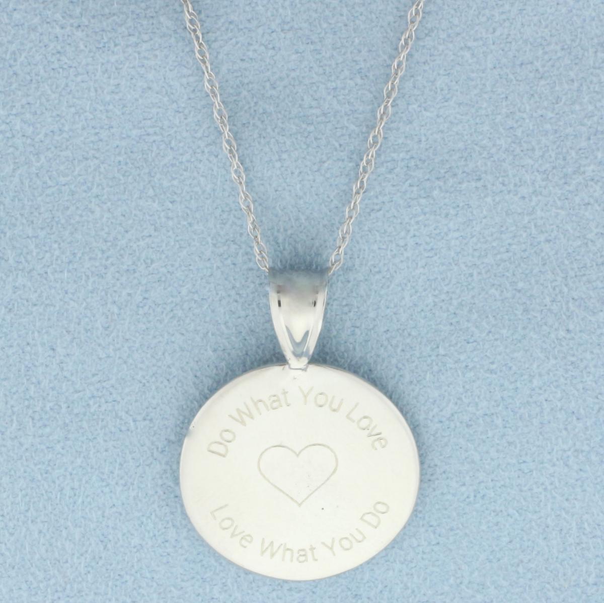 Do What You Love, Love What You Do Necklace In 14k White Gold