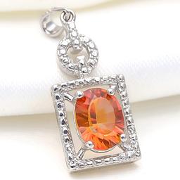 1.7ct Oval Azotic Topaz And Diamond Vintage Style Necklace In Platinum Over Sterling Silver