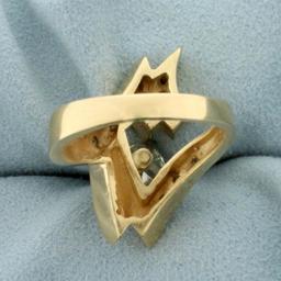 1.25ct Tw Diamond Abstract Design Ring In 14k Yellow Gold