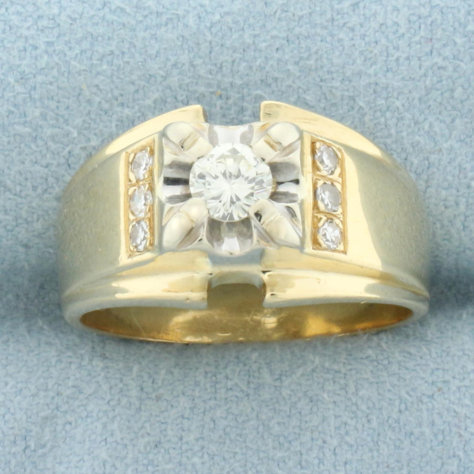 Diamond Illusion Set Ring In 14k Yellow And White Gold