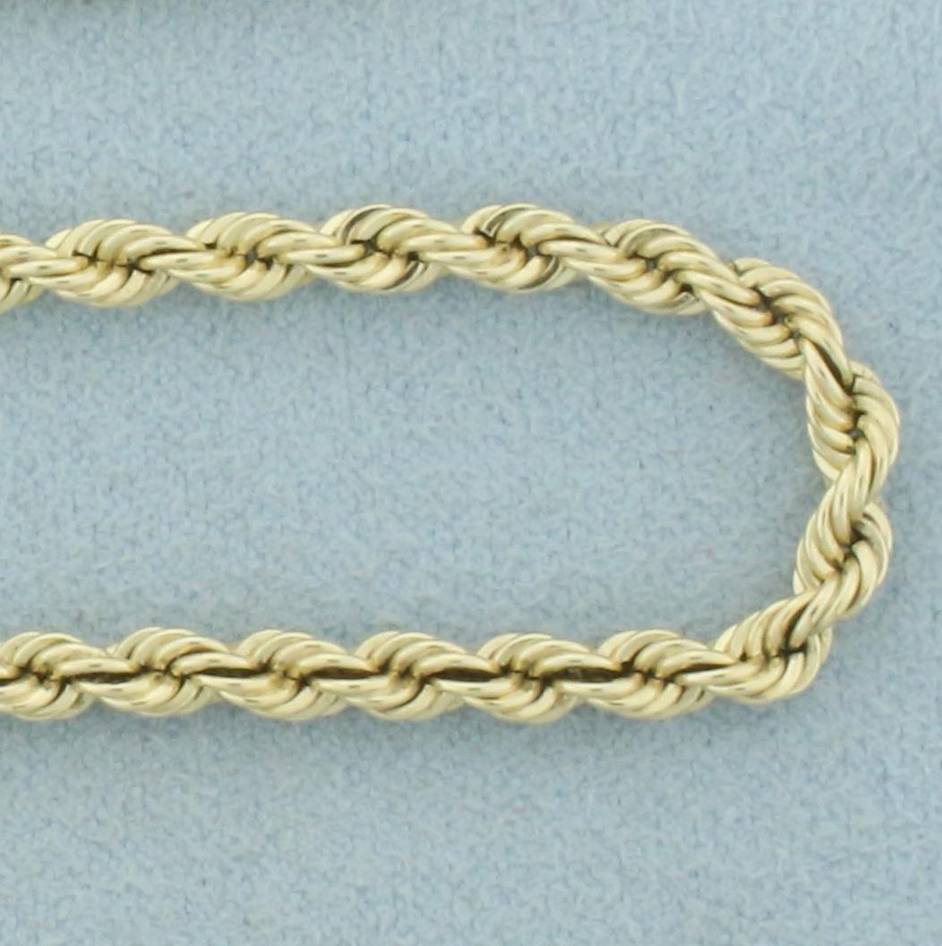 20 Inch Solid Rope Link Chain Necklace In 14k Yellow Gold