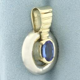 Tanzanite Two Tone Pendant In 14k Yellow And White Gold