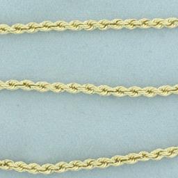 20 Inch Rope Link Chain Necklace In 14k Yellow Gold