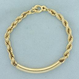 Tube Center Rope Bracelet In 14k Yellow Gold