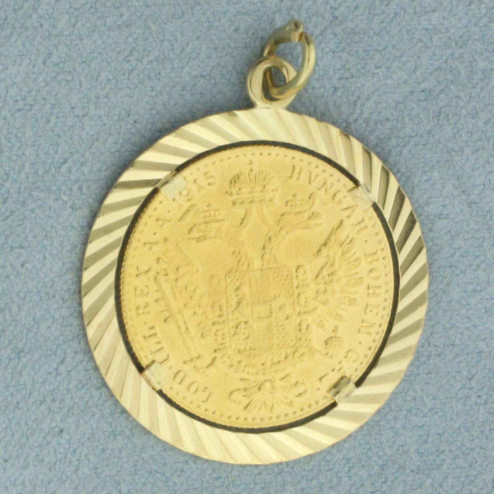 1915 Austria 1 Ducat Gold Coin Charm Or Pendant