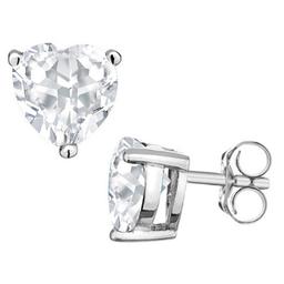 6mm Heart Cut White Topaz 2ctw Stud Earrings In Sterling Silver