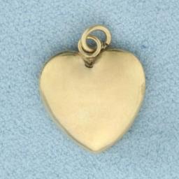 Vintage Puffy Heart Charm In 14k Yellow Gold