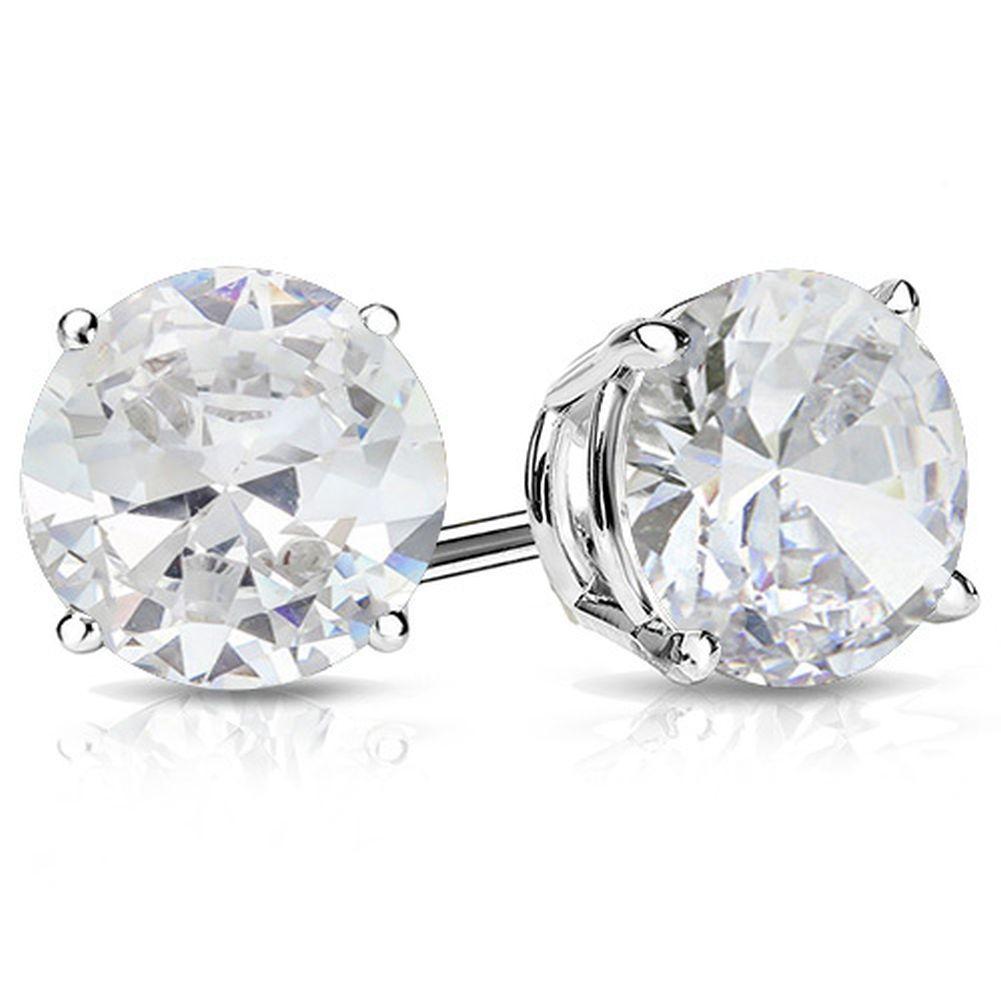 10mm Round Cut White Topaz 8.5ctw Stud Earrings In Sterling Silver