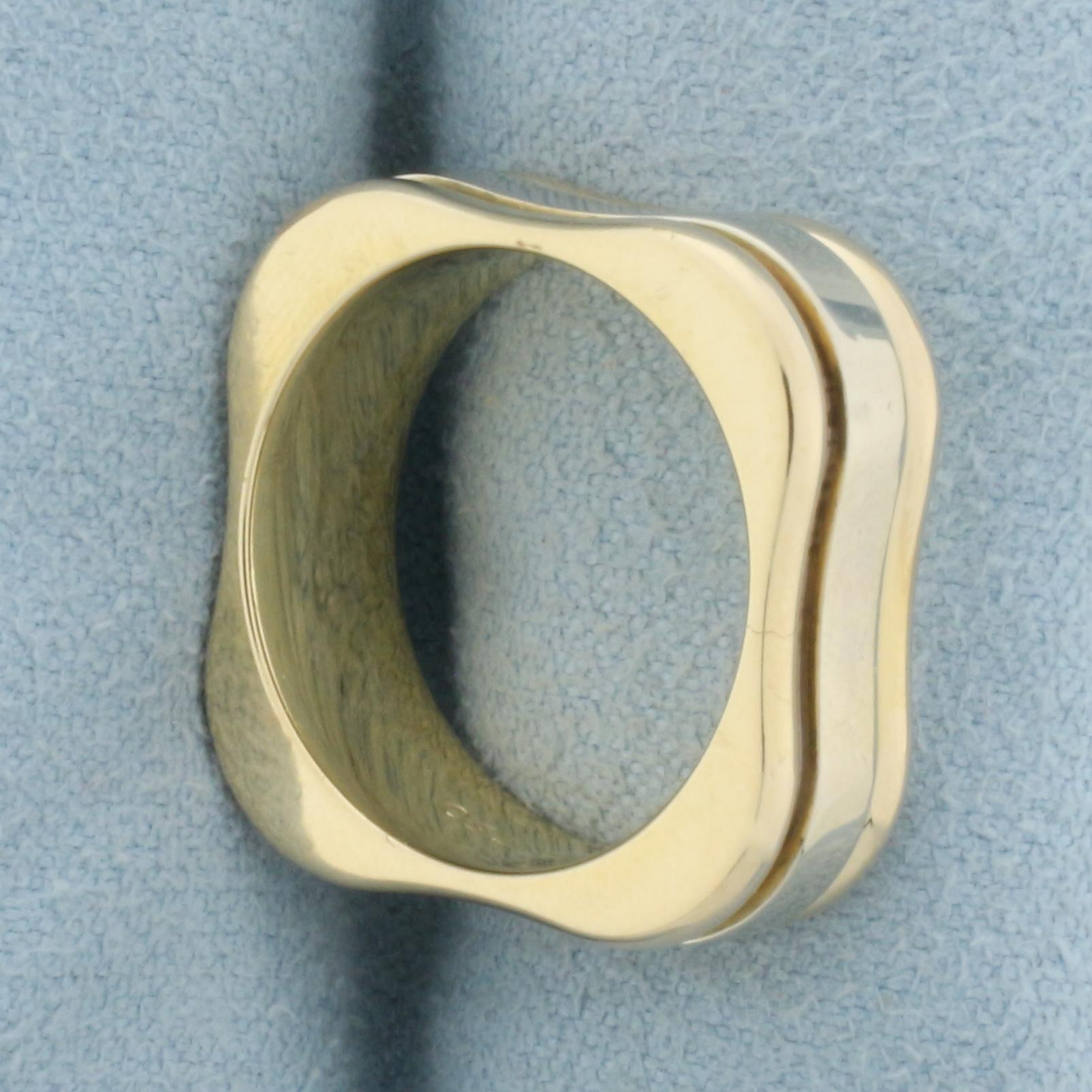 Designer Eros Unique Square Ring In 18k Yellow And White Gold