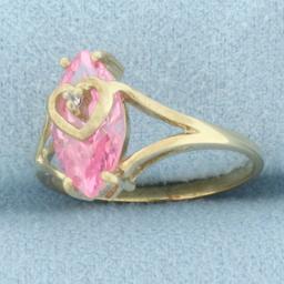 Morganite Heart Ring In 10k Yellow Gold