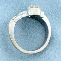 Vintage Hand Crafted 3/4ct Tw Diamond Ring In 14k White Gold