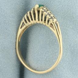 Emerald And Diamond Ring In 14k Yellow Gold