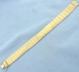 Italian Made Diamond Cut Omega Bracelet In 14k Yellow Gold