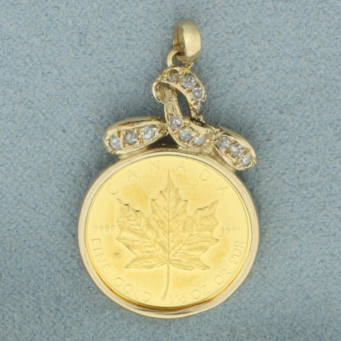 Canadian Maple Leaf Gold Coin Pendant In 14k | Proxibid