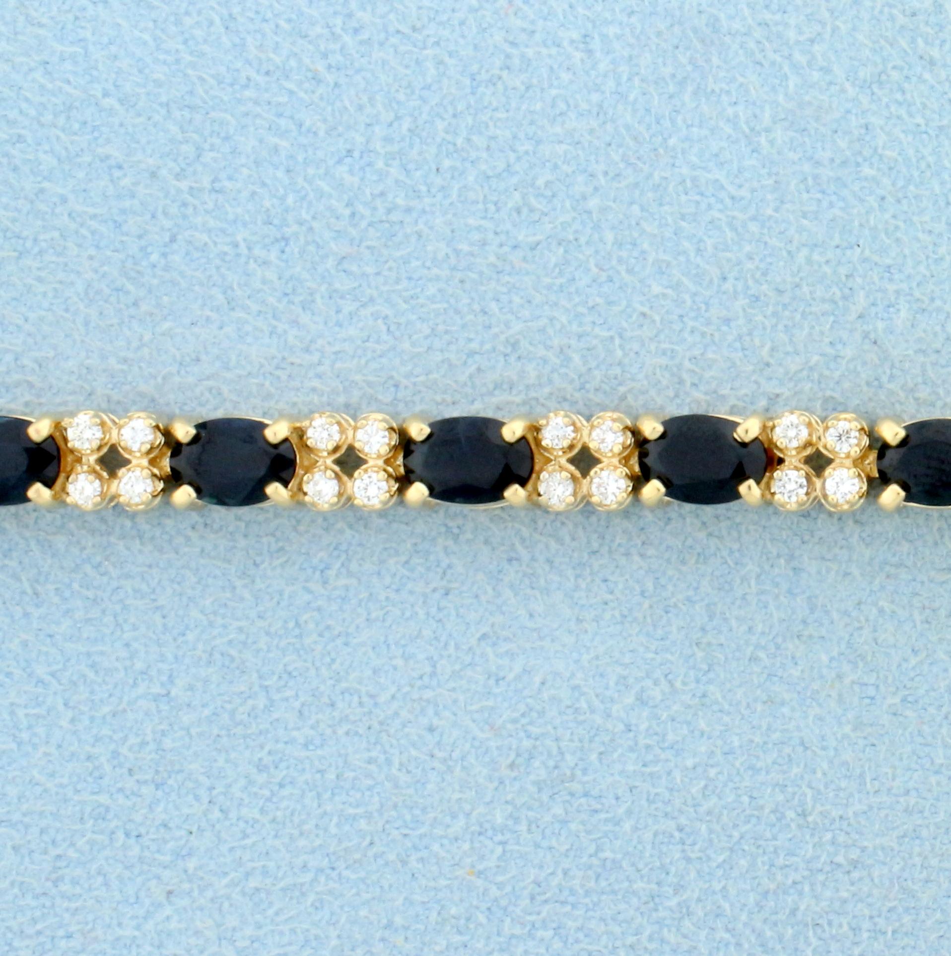 9ct Tw Sapphire And Diamond Tennis Bracelet In 14k Yellow Gold