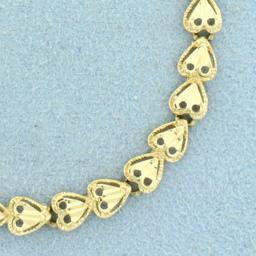 6 1/2 Inch Heart Link Diamond Cut Bracelet In 14k Yellow Gold