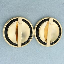 Statement Button Earrings In 14k Yellow Gold