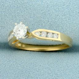 Cathedral Diamond Engagement Ring In 14k Yellow Gold