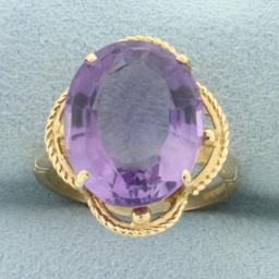 8ct Fancy Step Cut Amethyst Gemstone Statement Ring In 14k Yellow Gold