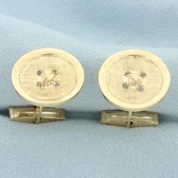 Vintage Button Cufflinks In 10k Yellow Gold