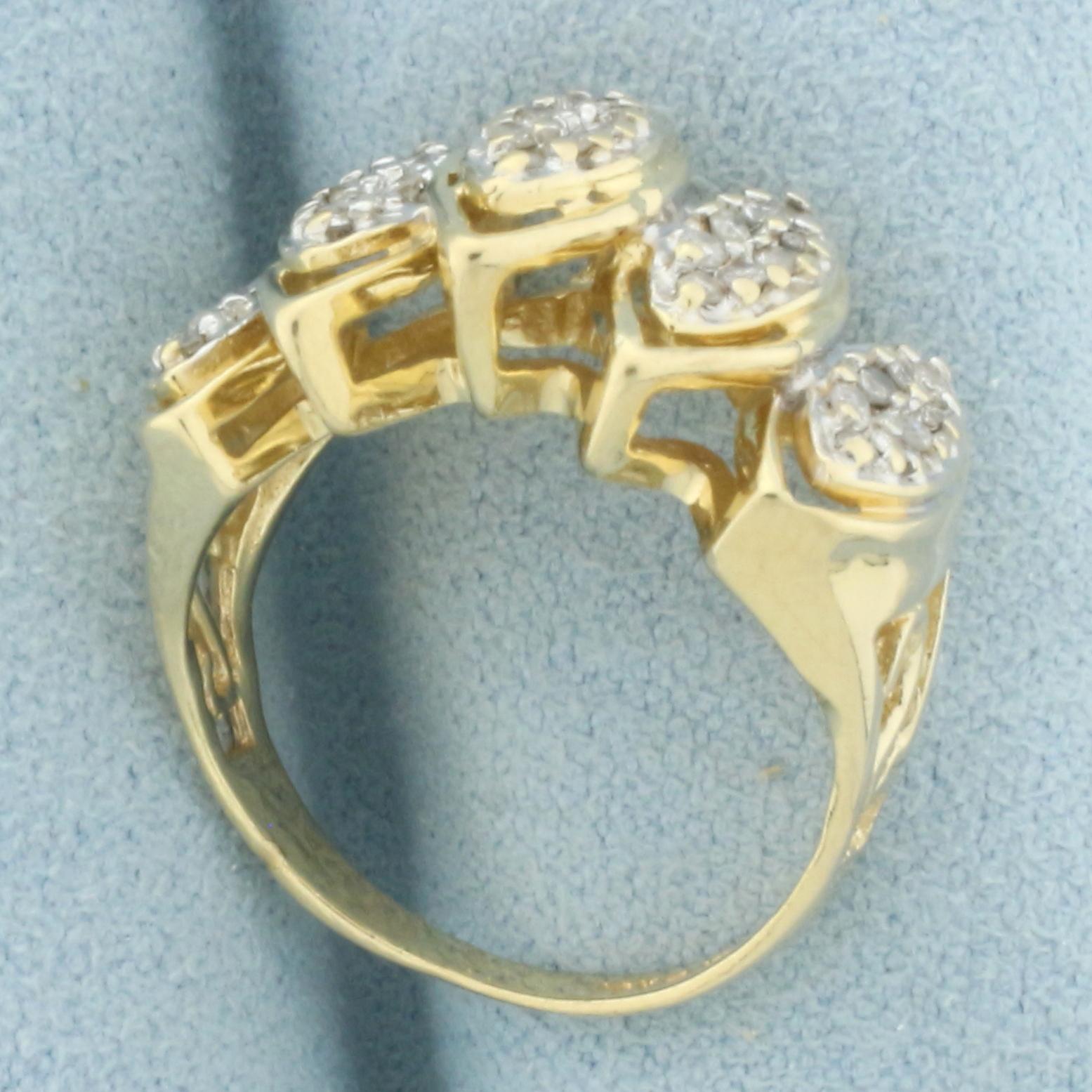 Vintage Pave Diamond Pave Ring In 14k Yellow Gold