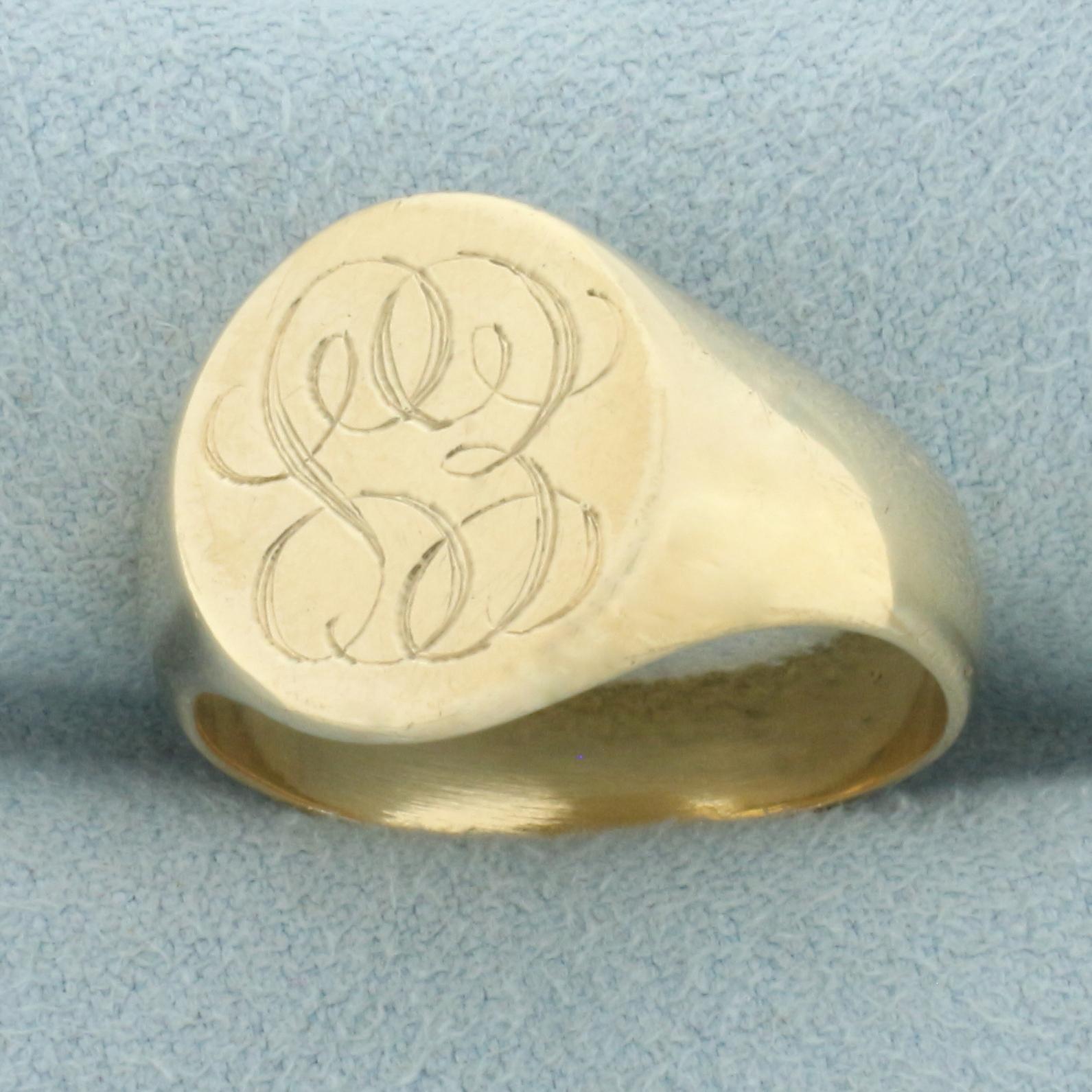 Vintage Signet Ring In 14k Yellow Gold