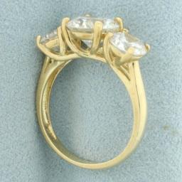 3-stone Cz Ring In 10k Yellow Gold