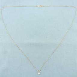 Diamond Solitaire Necklace In 14k Yellow Gold