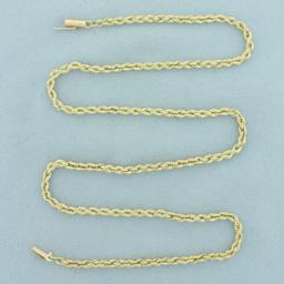 20 Inch Rope Link Chain Necklace In 14k Yellow Gold