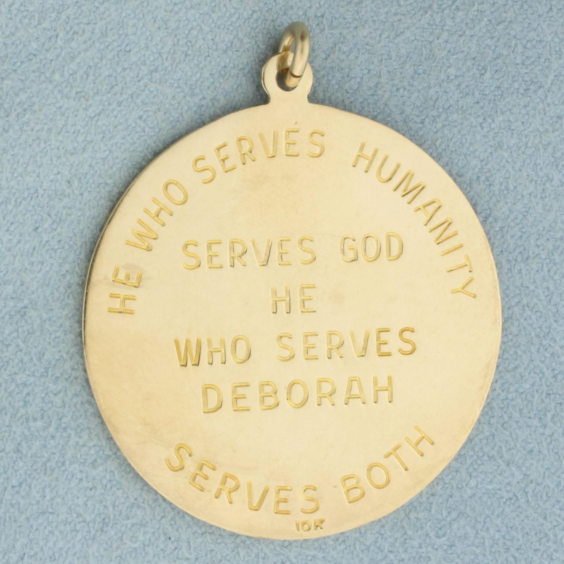 Deborah Life Member Medal Pendant In 10k Yellow Gold