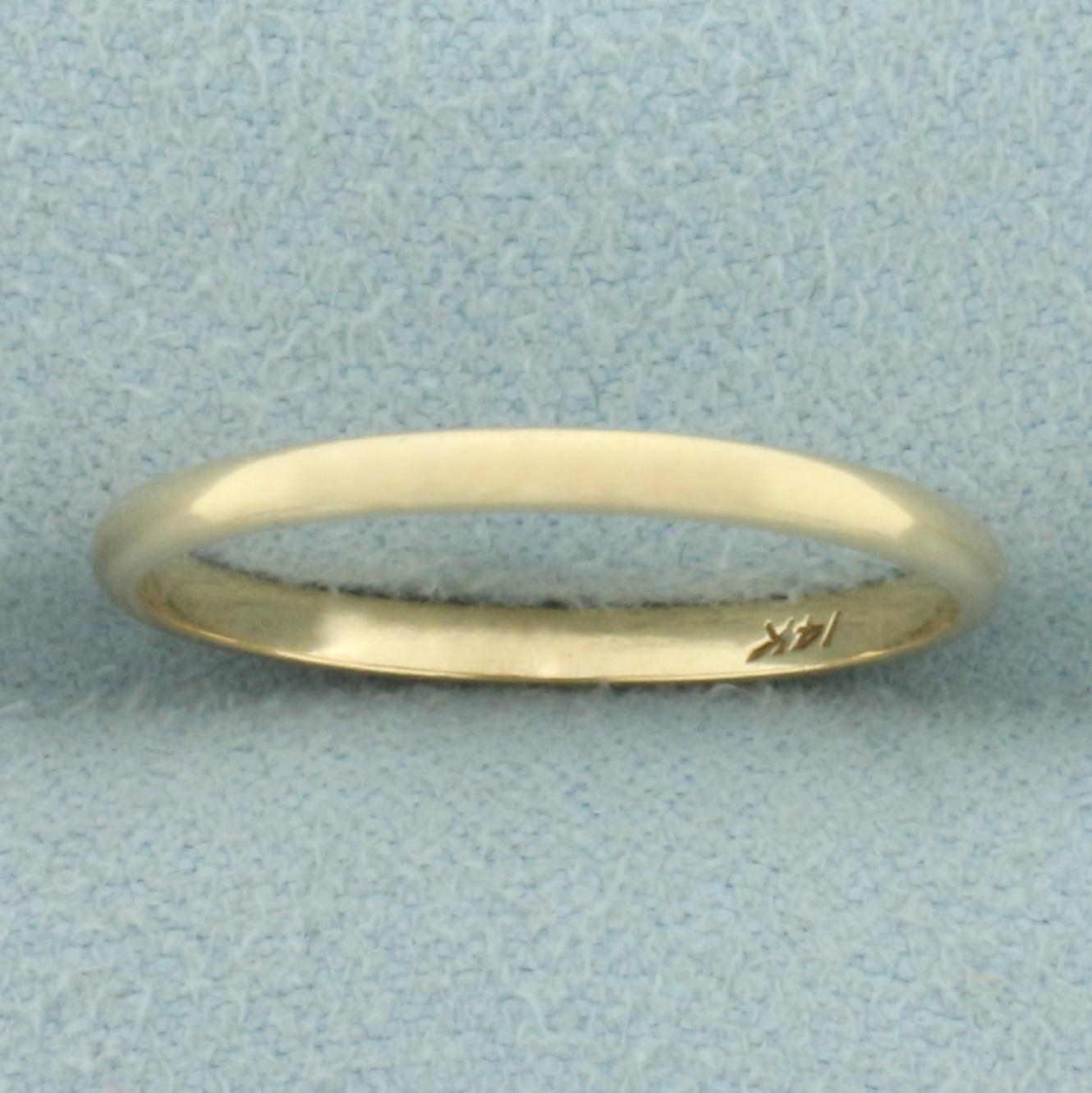 Womans High Polish Half Dome Wedding Band Ring In 14k Yellow Gold