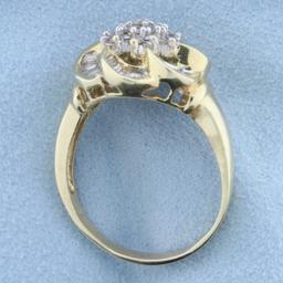 Over 2ct Tw Diamond Flower Design Ring In 14k Yellow And White Gold