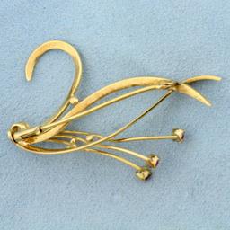 Swan Design Ruby Pin In 14k Yellow Gold