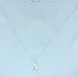 Designer Sirena Diamond Pendant On Box Link Chain Necklace In 14k White Gold