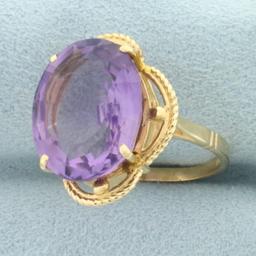 8ct Fancy Step Cut Amethyst Gemstone Statement Ring In 14k Yellow Gold